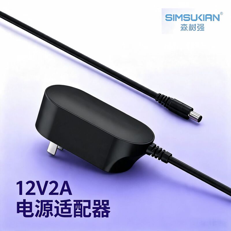 12V2A/24V1A Power Adapter 3C Certified Semi-Insulated Rubber-Coated Pins 24W Audio Desk Lamp Switching Power Supply