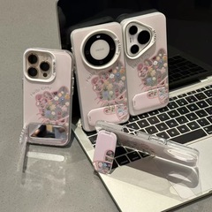 镂空凯蒂猫花朵适用苹果16pro手机壳14小米15支架彩银vivo华为p60