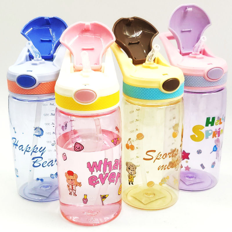 Taza de agua de paja de rebote para niños portátiles de estilo chino Taza de agua de mango de paja de dibujos animados Hervidor portátil de paja deportiva