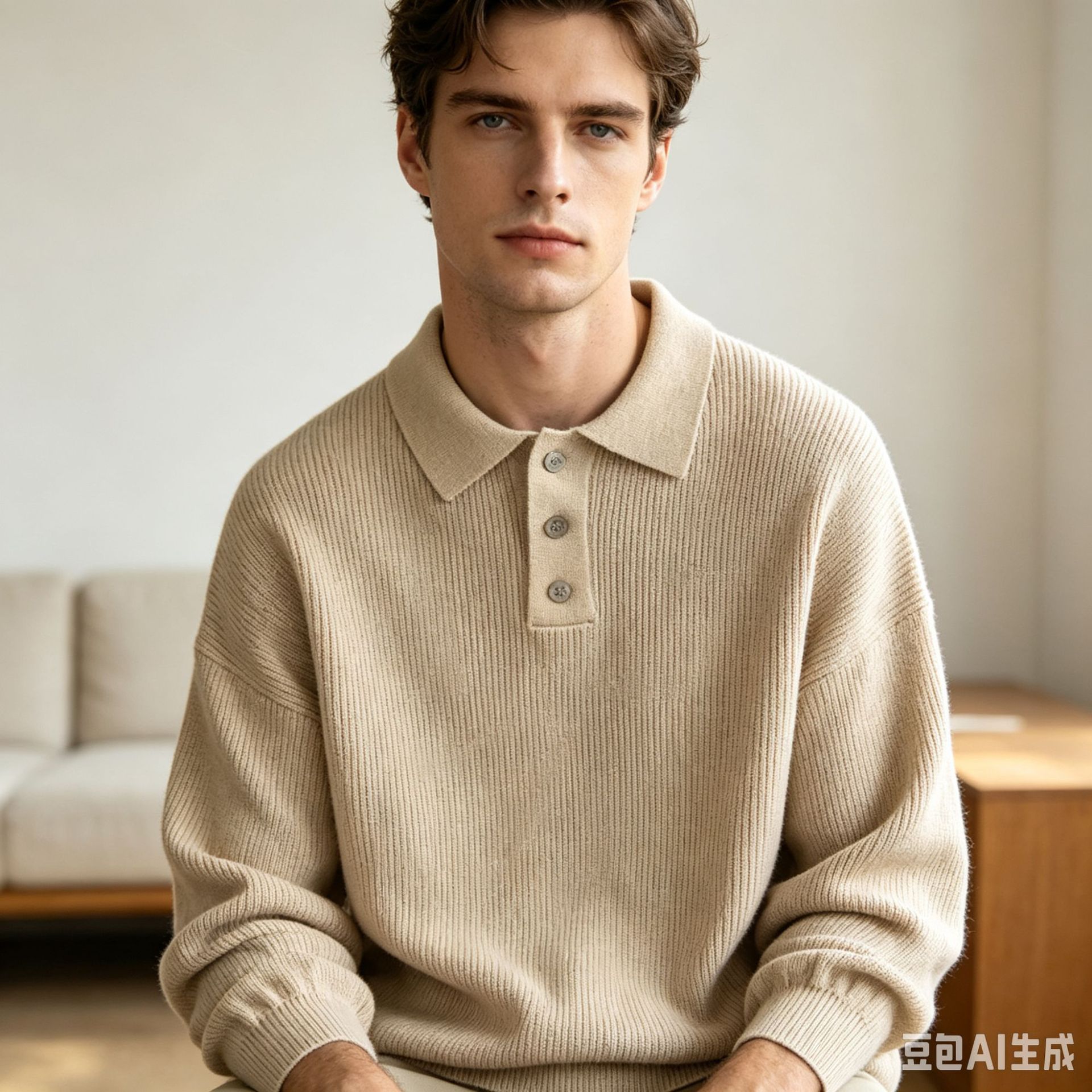 High-quality soft knitted men's 2026 autumn/winter new arrival, comfortable, simple and casual long-sleeved polo shirt sweater