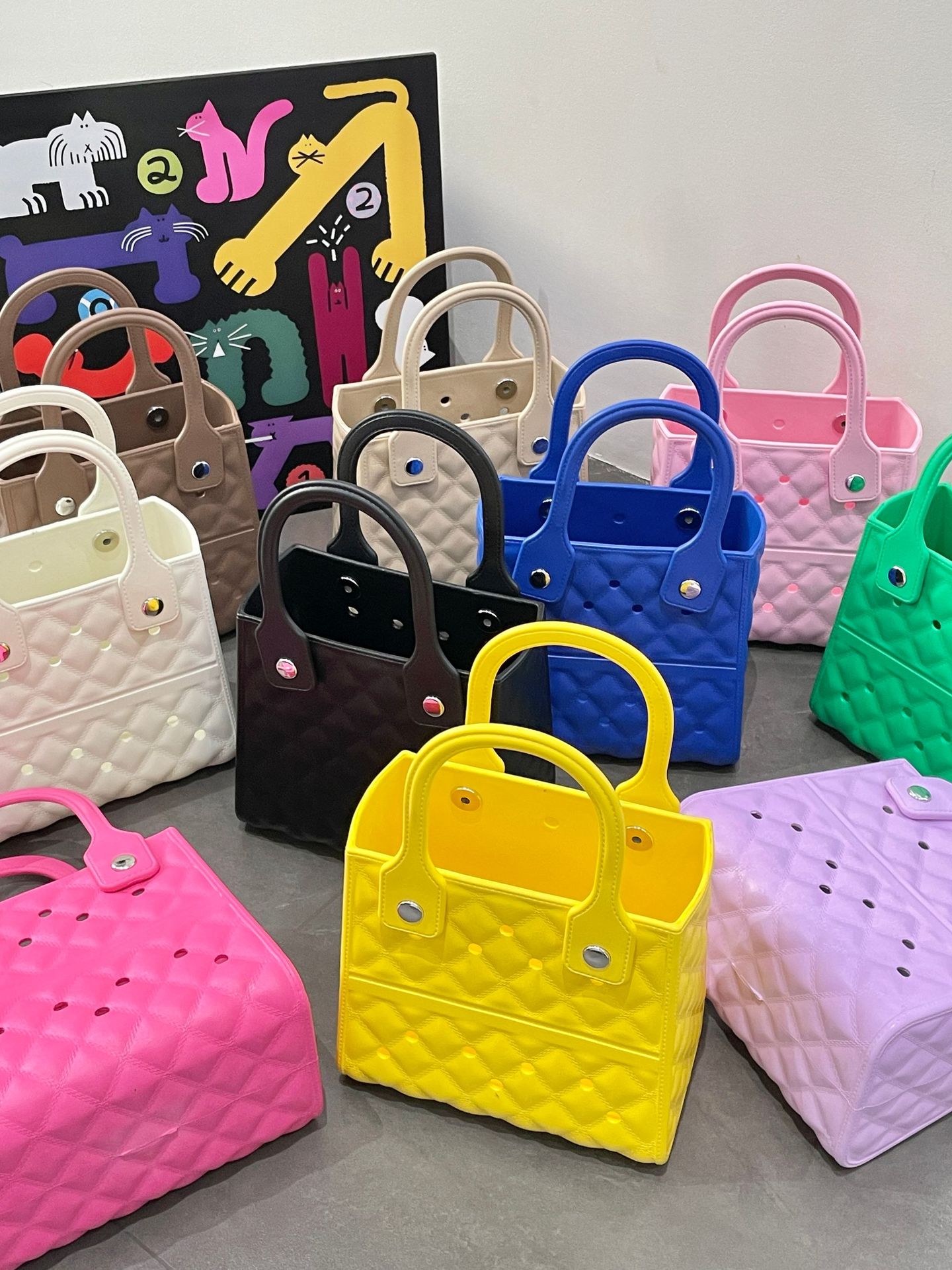 684g Weight Open Closure Type Top Handle Strap Type Square Bag Bags Type Street Occasion EVA Material Solid Color Pattern All Seasons Season Women's Gender Streetwear Style Square Shape Women's EVA Solid Color Streetwear Square Open Square Bag 19