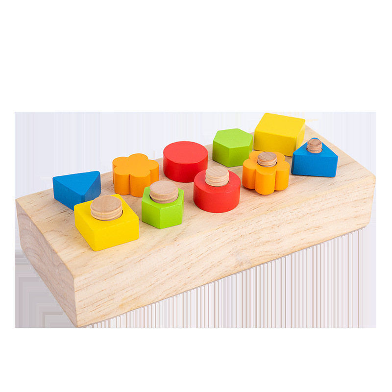 Nueva educación temprana de los niños madera giro tornillo pila fina acción forma color juguete cognitivo