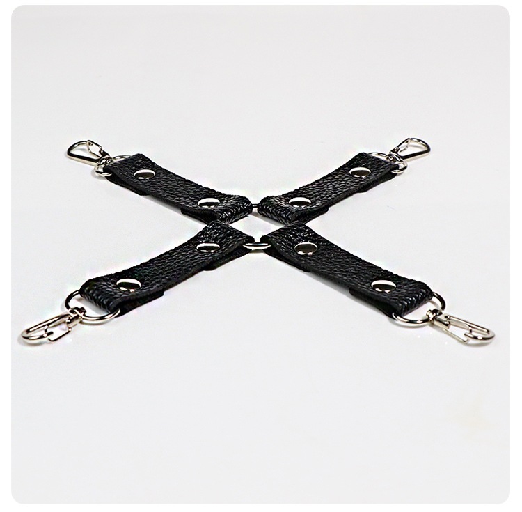 Plush Bondage Restraint Set with Handcuffs, Foot Cuffs, Neck Collar and Blindfold in Black — detail image 35