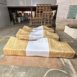 玻璃钢坐凳长条凳商场户外公园公共休息区防木纹创意休闲座椅定制