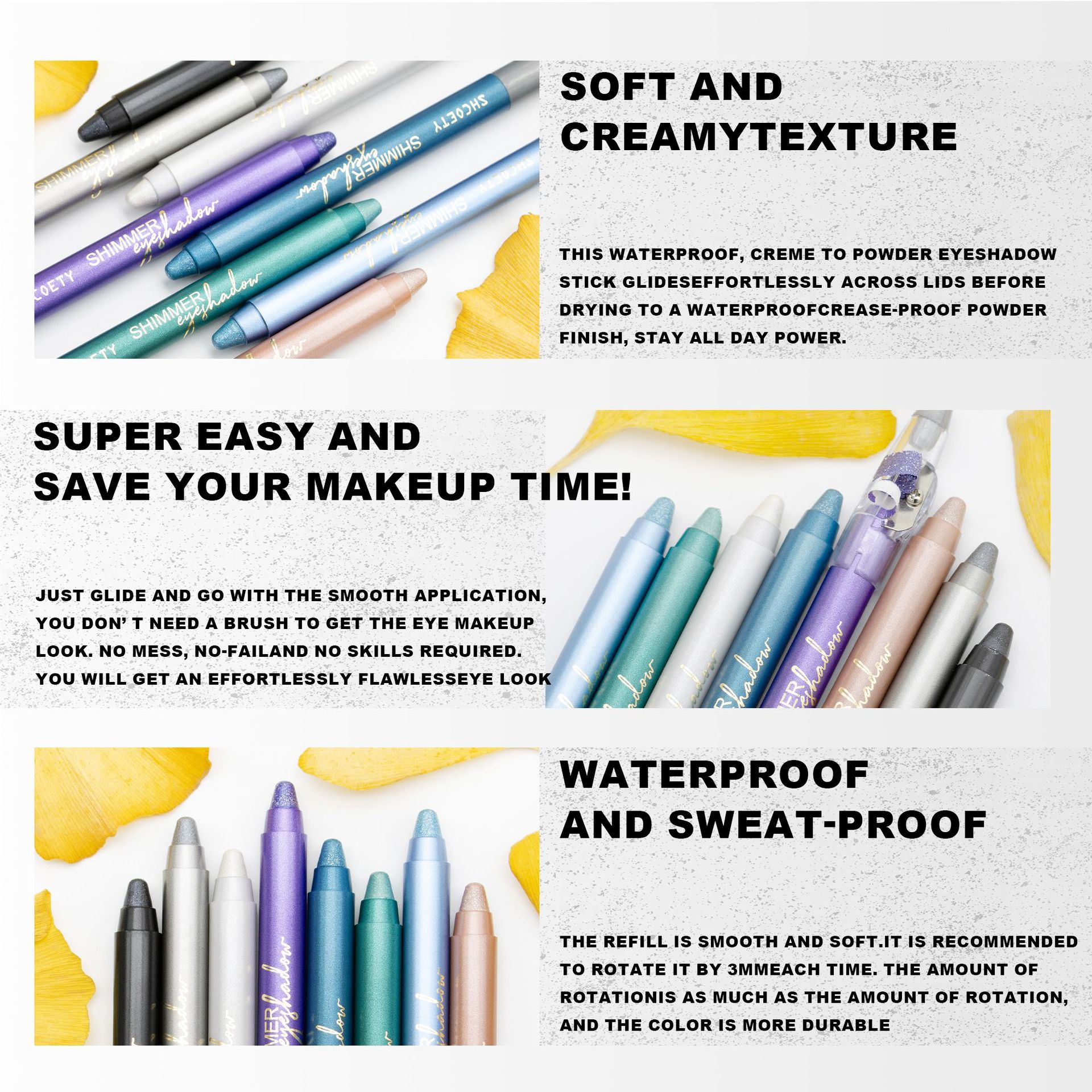 SHCOETY Cross-border exclusive 10-color pearlescent eyeshadow pen, non-smudging, pencil sharpener, eyeliner, and bed pencil foaming undefined