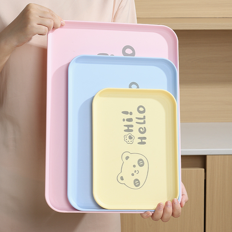 Rectangular Plastic Tray Household Living Room Coffee Table Tea Cup Water Cup Storage Plate Fruit Dinner Plate Pastry Storage Plate
