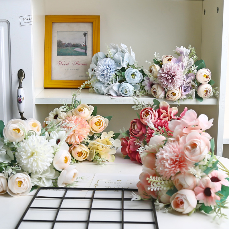 Artificial Flowers, Artificial Flowers, Home Decoration Bouquets, Living Room High-End Finished Products, Wedding Simulated Roses, Photography Props Flowers