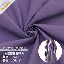 40s支高密棉锦弹力平纹皱布薄衬衫长风衣外套工装裤帽子棉服面料
