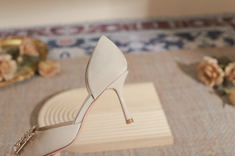Elegant Women's Stiletto Heel Pumps With Crystal Square Buckle_voghion.com
