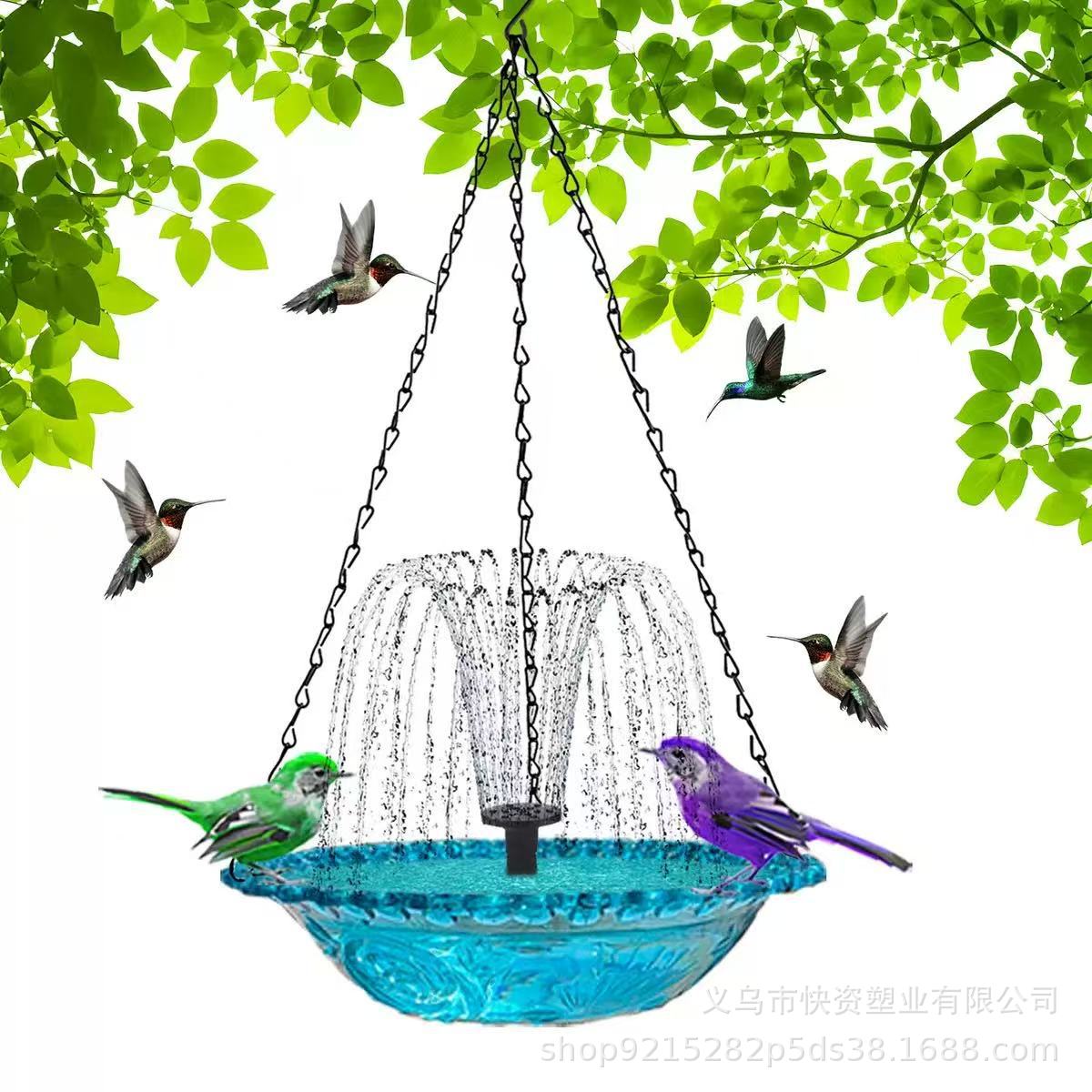 Cross-Border Outdoor Balcony Bird Feeder Hanging Bird Feeder Solar Floating Bird Bath Fountain