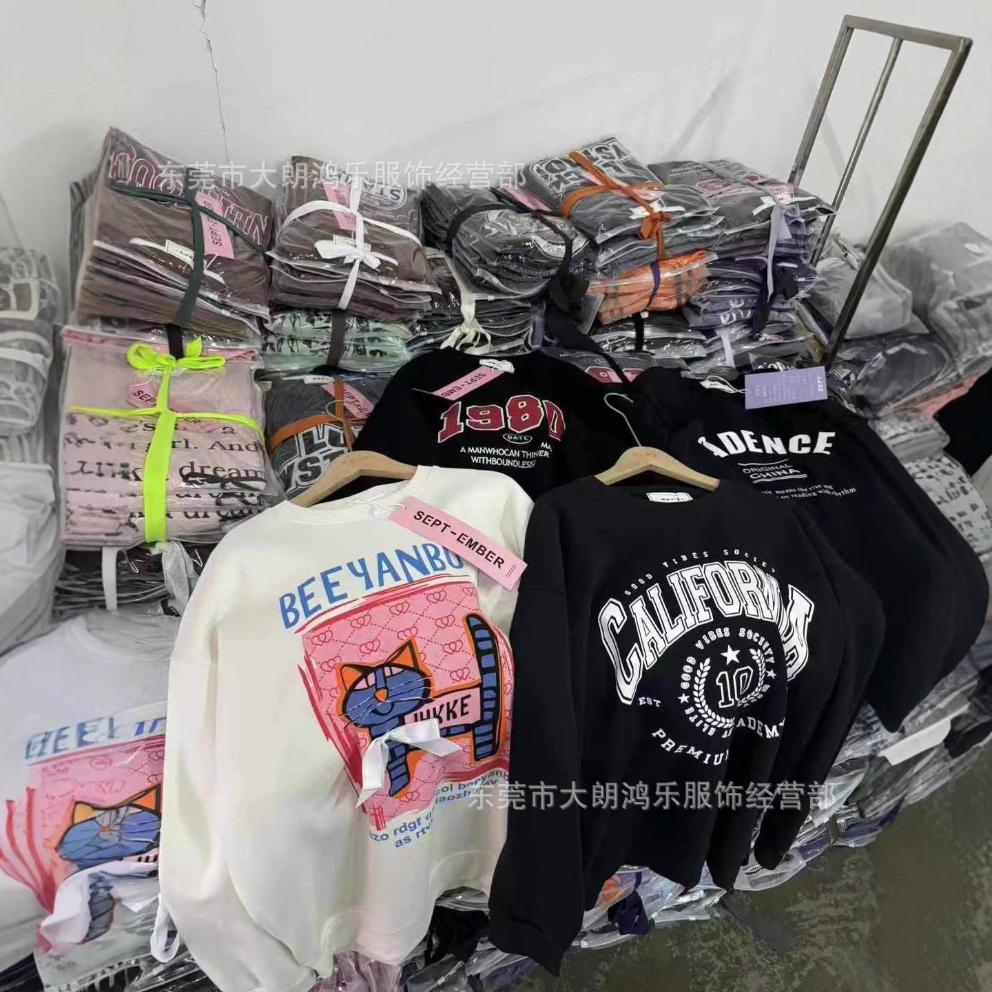 450g Heavyweight Pure Cotton American Trendy Printed Round Neck Sweatshirt for Men and Women in Autum Loose Trendy Brand Cross-Border Hot Style