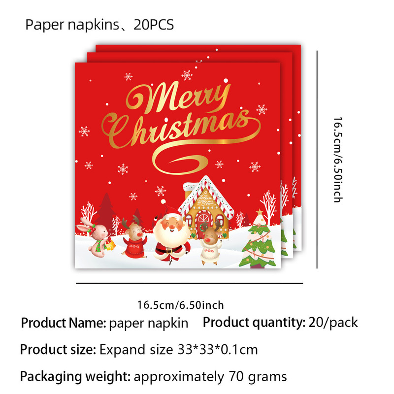 赤いクリスマスをテーマにしたパーティー サンタクロース トナカイ 食器 紙皿 紙コップ テーブルクロス フラッグ ペーパータオル用品|undefined