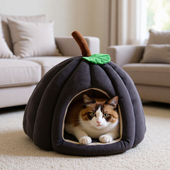 秋冬用厚手保温半密閉ペットベッド、取り外し可能で洗える、猫と犬の両方に使える四季通用猫ベッド・犬ベッドマット