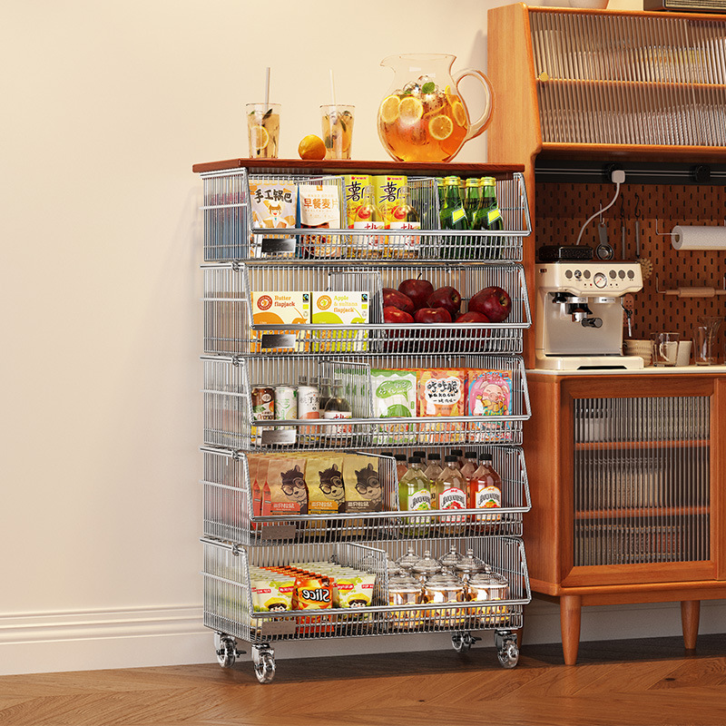Internet Celebrity Trolley Vegetable Storage Rack Kitchen Floor-Standing Multi-Layer Large-Capacity Snack Fruit Storage Vegetable Basket Storage Rack