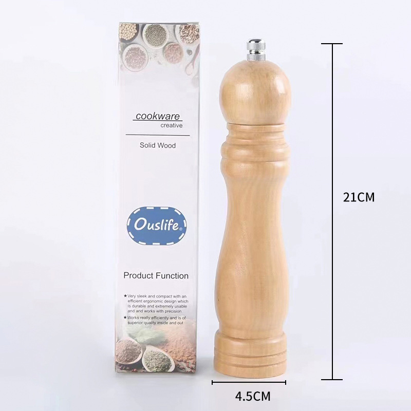 Molinillo de madera de madera real multifunción manual molinillo de pimienta negra molino de especias botella de condimento de cocina
