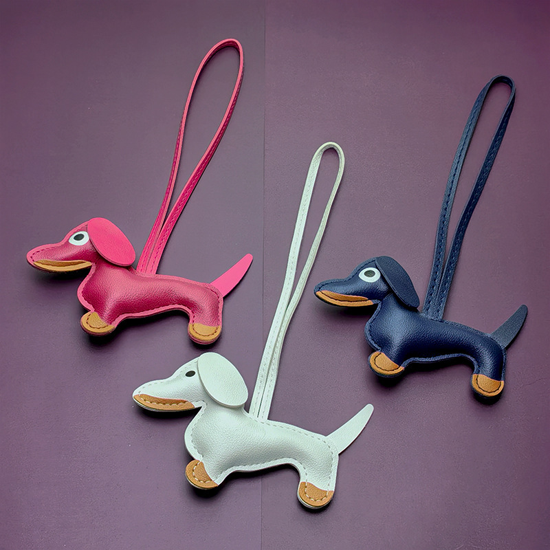 Factory Ready-Made Dachshund Bag Pendant Leather Cartoon Animal Shape Cute Ins Dachshund Bag Pendant