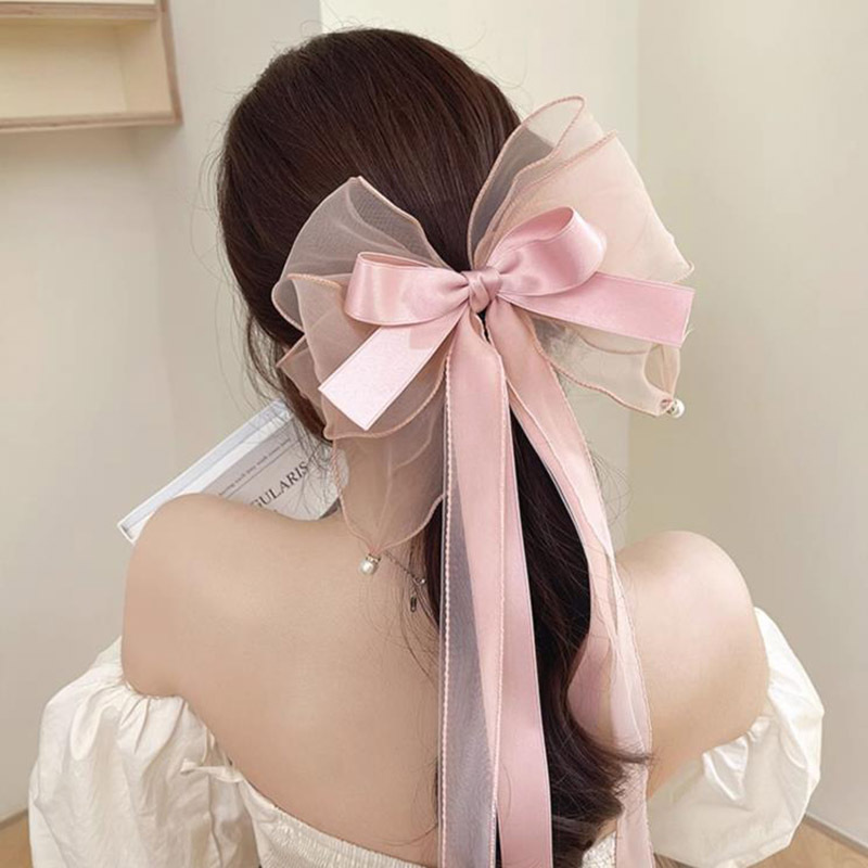 22g Weight Hair Clip Hair Accessories Type 1 Piece Quantity Holiday Occasion Solid Color Pattern Women'S Gender Bowknot Design Sweet Style Sweet Solid Color Cloth Bowknot Hair Clip 2