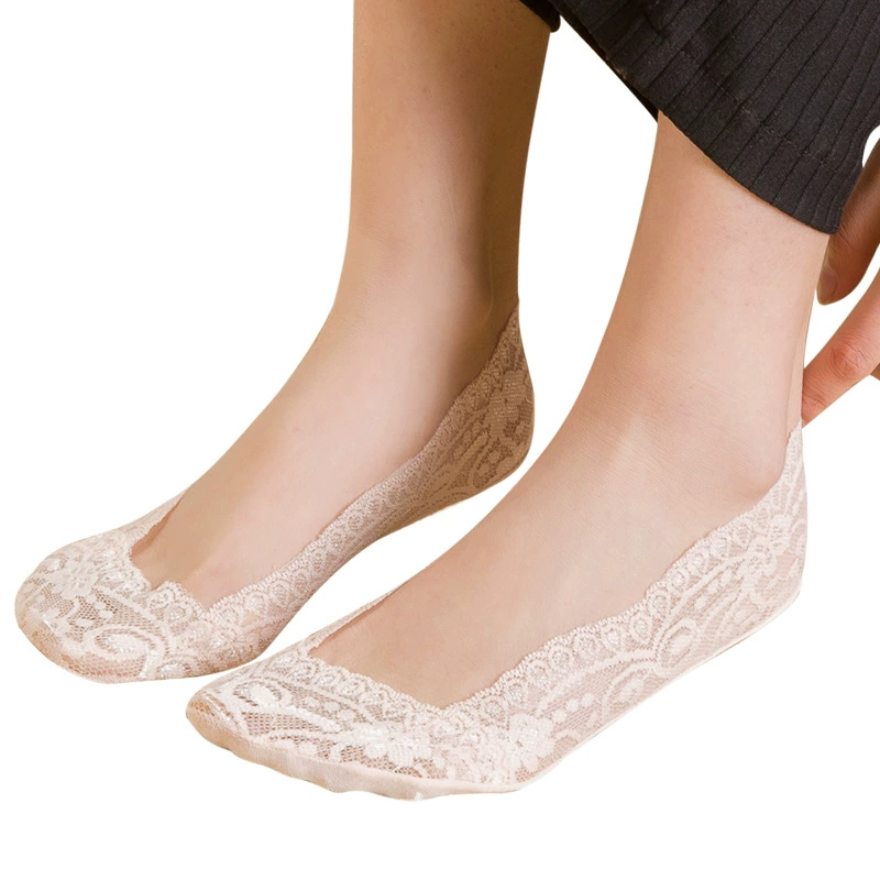 Национальные судоходные носки-лодки, женские кружевные носки, летние носки для ног, невидимые тонкие силиконовые короткие носки с мелким ртом, Летний набор