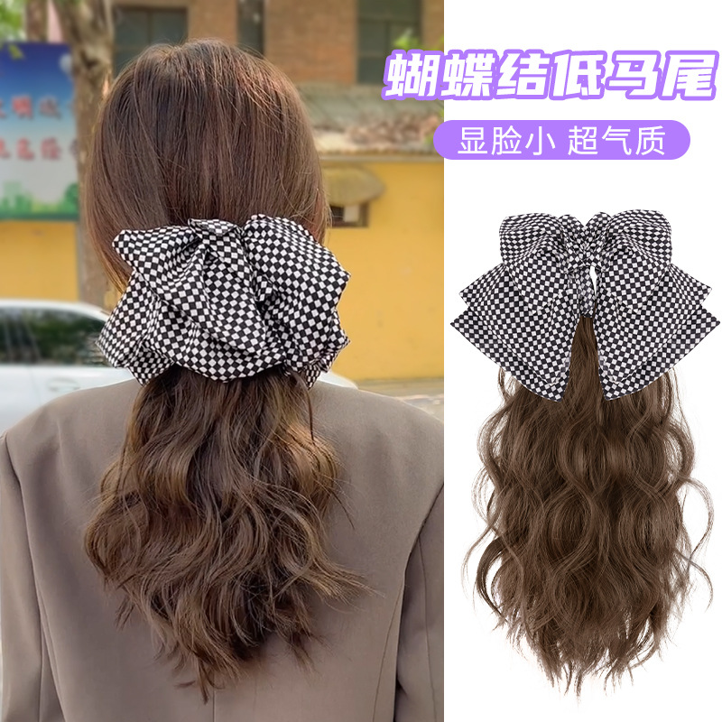 Peluca Cola de caballo Arco peluca con clip alta Cola de Caballo hembra natural mullido Pelo Rizado simulación Cola de Caballo peluca trenza