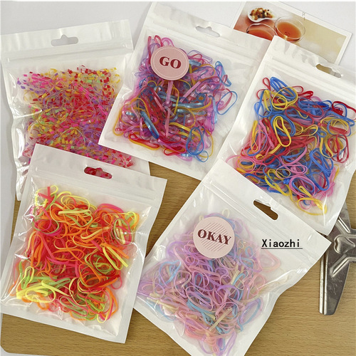 Bag of colorful disposable rubber bands with high elasticity and strong pull, non-stop elastic bands for girls, hair ties and basic hair accessories