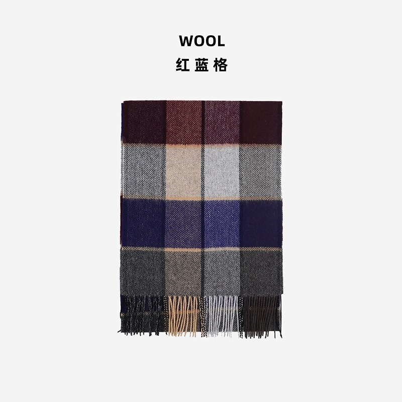 Otoño y invierno bufandas de lana de estilo británico invierno explosivo de estilo femenino de alta calidad cuello de estilo masculino a cuadros bordas gruesas chal