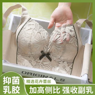plus size Big Chest Small Bra No Steel Ring Anti-sagging Bra Underwear Women's Thin Gathering Summer Adjustable Paracinon