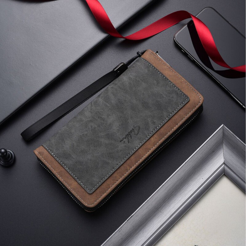 Summer New Men's Long Wallet Color Matching Multi-Card Slot Hand-Held Large-Capacity Mobile Phone Wallet Clutch Bag Coin Purse