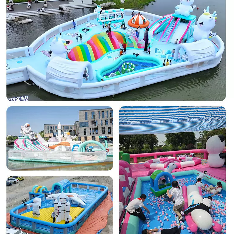 大型充气水上城堡儿童水上乐园水滑梯泳池冲关游乐设备水上乐园