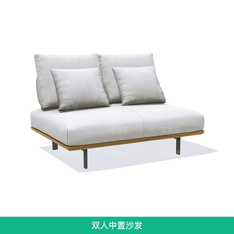 Combinación de muebles de madera de teca al aire libre de ocio al aire libre de madera sólida anticorrosiva a prueba de lluvia y protección solar de sofá de madera de patio villa image 12