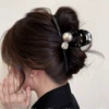 Glossy gold pearl and rhinestone gripper 13cm