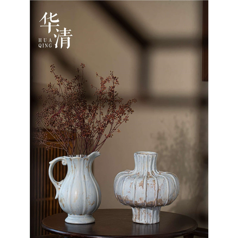 Новый китайский стиль Wabi Sabi Zen каменная керамика гидропонная ваза ретро ручная работа букет цветочных композиций керамика B&B ностальгическая белая Zi Xin бутылка
