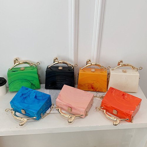 Acrylic Box Bag, New 2024 European & American Style, Candy-Colored, Fresh & Girly, Handheld & Crossbody Evening Party Bag