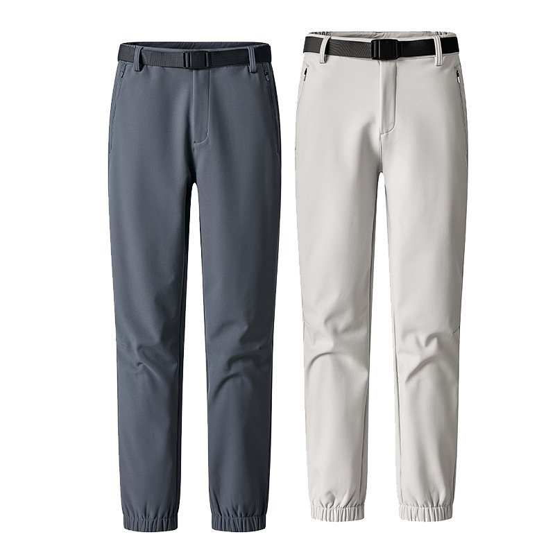 New Outdoor Softshell Pants for Winter, Couple's Long Pants, Women's Fleece-Lined Straight-Leg Cuffed Warm Pants, Men's Casual Pants