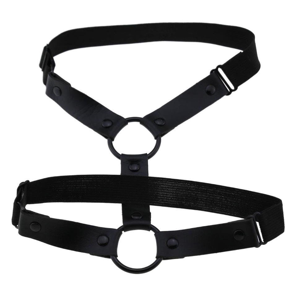 European and American Harajuku Punk Street Club Bar Sexy Hard Girl PU Leather Round Thigh Ring Foot Ring Double Row Garter Belt
