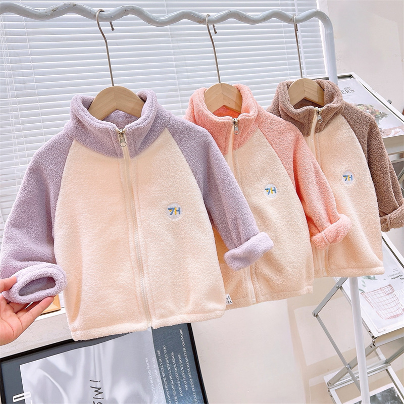 Children's Coat Spring Autumn Winter Sweet Puff Velvet Out Cardigan Baby's Jacket Boys' and Children's Jacket Children's Clothing