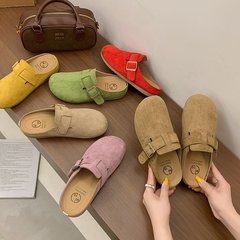 包头博肯半拖鞋女2025秋季新款外穿一脚蹬复古舒适懒人百搭勃肯鞋