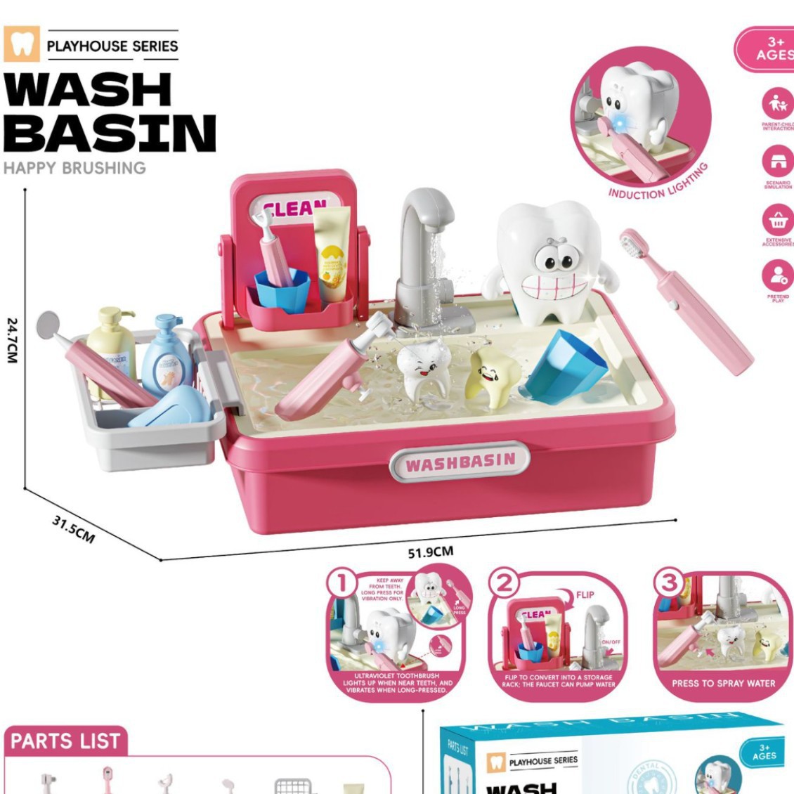 Comercio exterior para niños circulación eléctrica de agua oral mesa de juego de agua burbuja cocina lavabo mesa de juego de agua juguetes dentistas