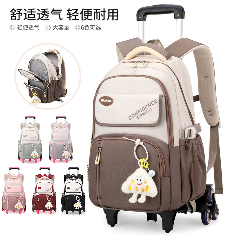 Peces naturales, mochila de tirón para estudiantes de secundaria de tres a seis grados, mochila de hombro de gran capacidad para escalar escaleras