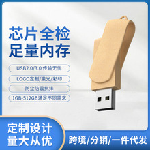 旋转麦秸秆u盘可降解材质旋转环保可回收u盘厂家批发USB2.0/3.0