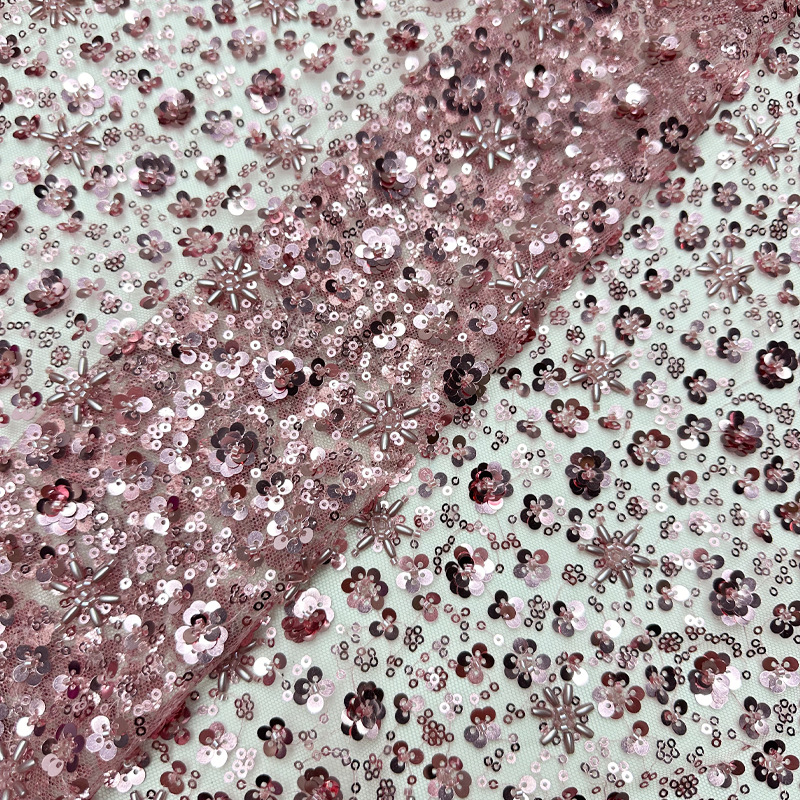 Tejido bordado sequinado bordado tela de cuentas tubo bordado tela de cuentas vestido de boda tubo bordado tela de vestido image 8
