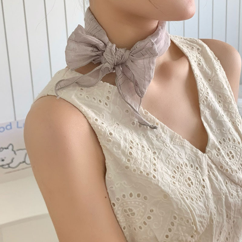 Bufanda triangular, babero, pliegues literarios femeninos, bufanda decorativa transpirable, pañuelo a cuadros de todo fósforo, accesorios para el cabello pastoral femenino de verano, cinturón para el cabello