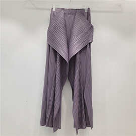 三宅风小众设计感裤子女夏季新款高端垂感海带褶皱宽松阔腿长裤薄