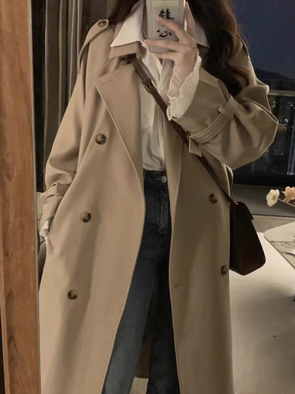 Windbreaker Jacket for Women 2025 New Spring and Autumn British Style Mid-Length Petite Early Autumn Khaki Coat