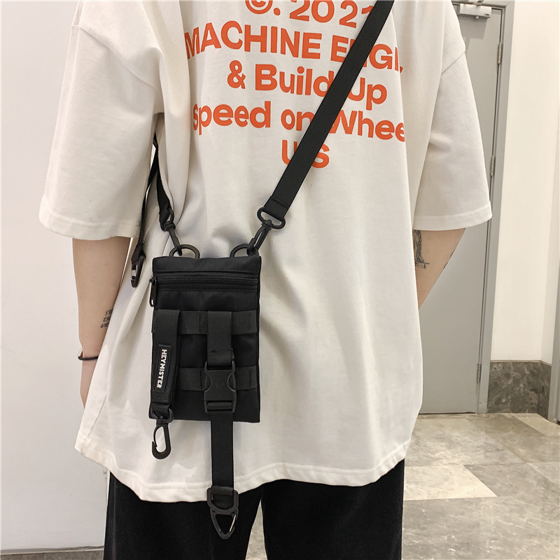 机能潮酷男女款ins中性帆布尼龙挎包2021韩版休闲单肩斜挎包