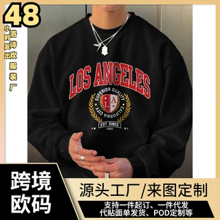 sepeta -都市时尚，洛杉矶印花男士休闲运动衫-长袖宽松圆领套头