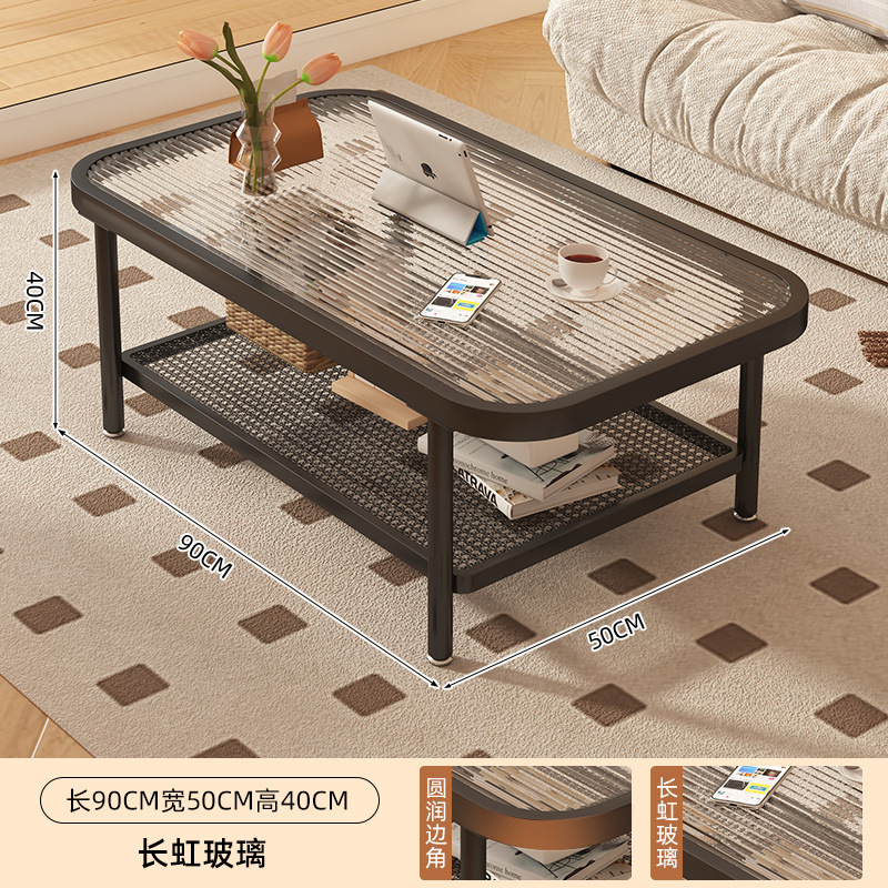 Mesa de té sala de estar doméstica pequeña casa 2025 nueva mesa de té de vidrio de brisa de crema moderna simple mesa creativa