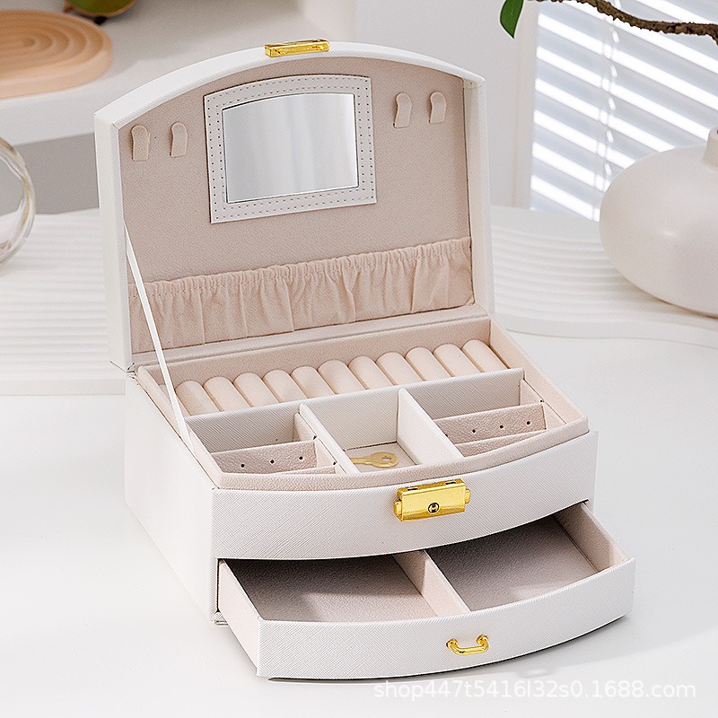 Joyas de viaje joyero pequeño portátil nuevo anillo pendientes caja de almacenamiento de gama alta exquisito anti-oxidación oro image 8