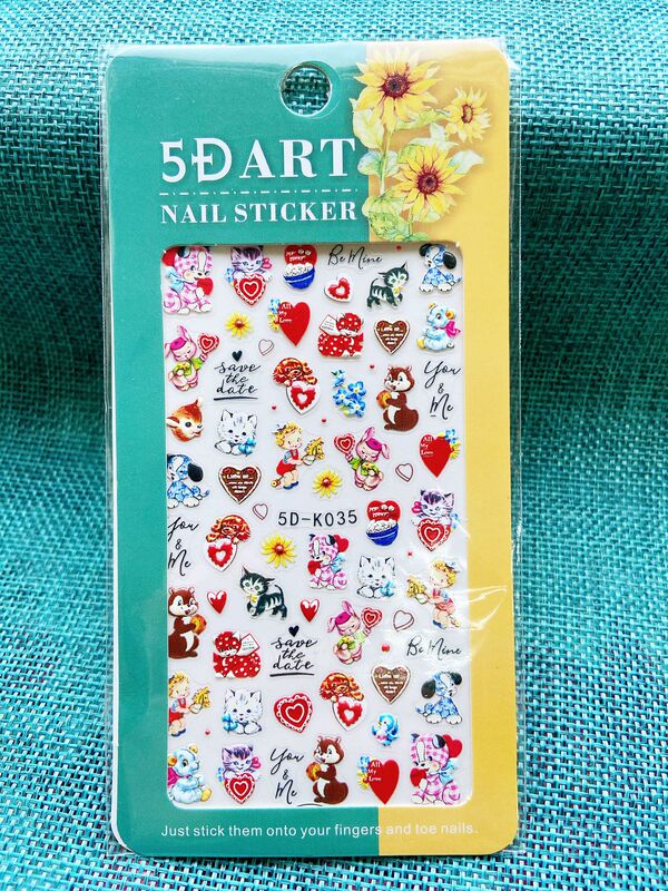 NAIL 2022 cross-border new Valentine's Day series love bear three-dimensional relief manicure NAIL adhesive decals NAIL 2022 cross-border new Valentine's Day series love bear three-dimensional relief manicure NAIL adhesive decals