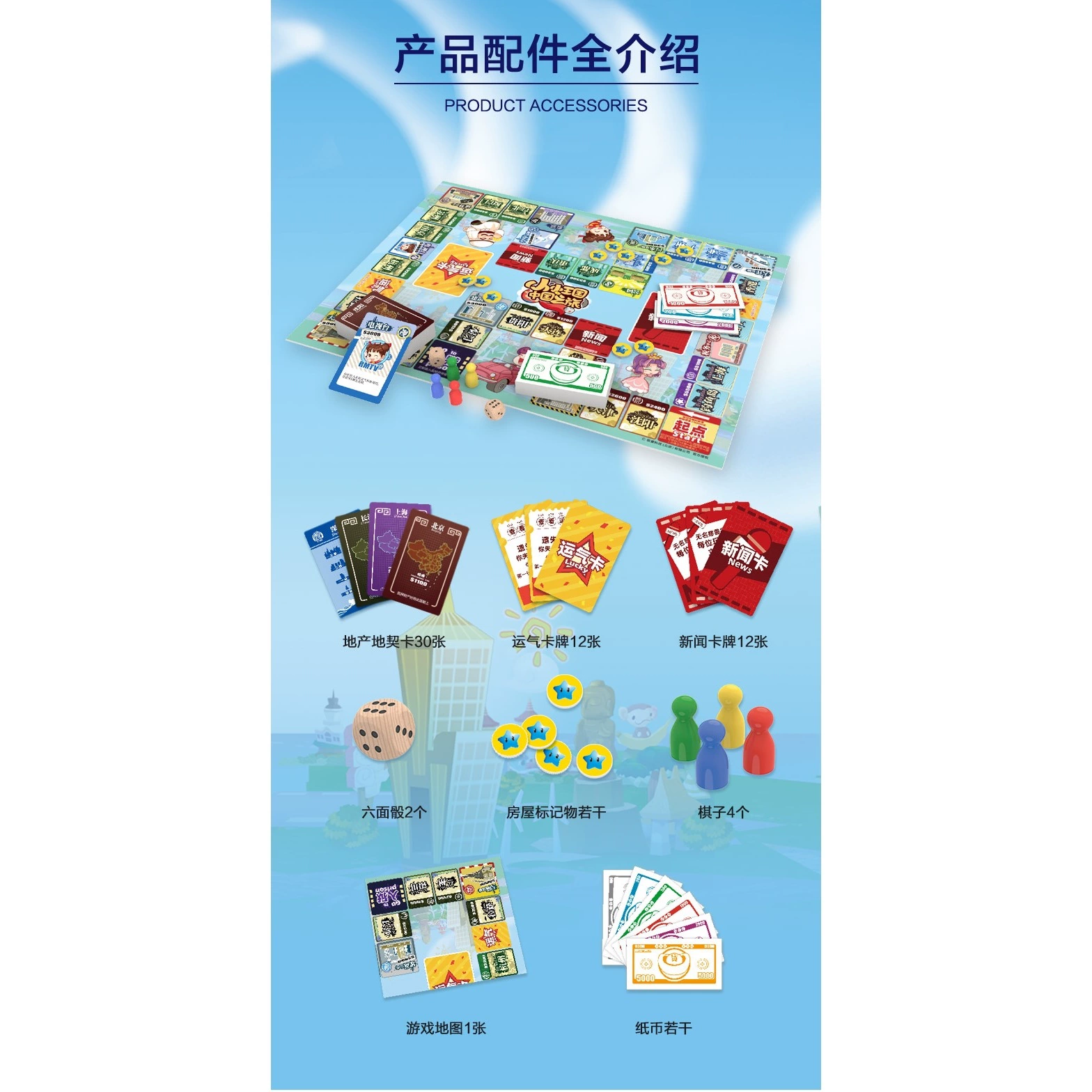 "Journey to China", monopoly, laptop, board game