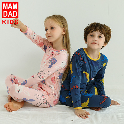 Children's Autumn Clothes and Autumn Pants Set Autumn and Winter New Girls Cartoon Underwear Set Baby Pajamas Cotton Manufacturer
